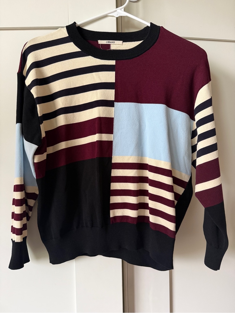 Cropped Colorblock Sweater, Size M by J Brand